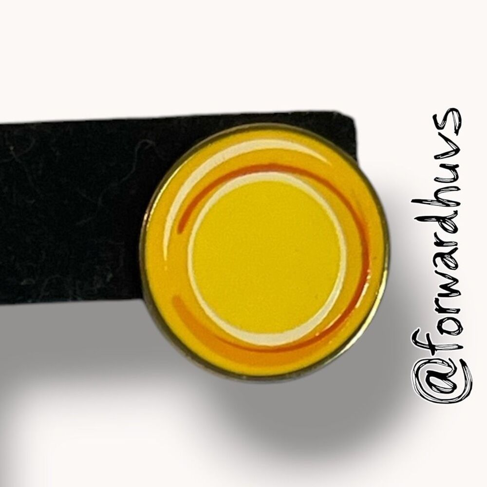 Yellow Enamel Round Lapel Pin Gold Tone Vintage